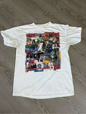 VTG 1999 Heat Licensing 90s Tultex White t shirt